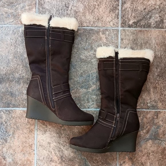 Boots Women's Faux Fur Mid Calf Brown NWT, Gorgeous! - Picture 4 of 4